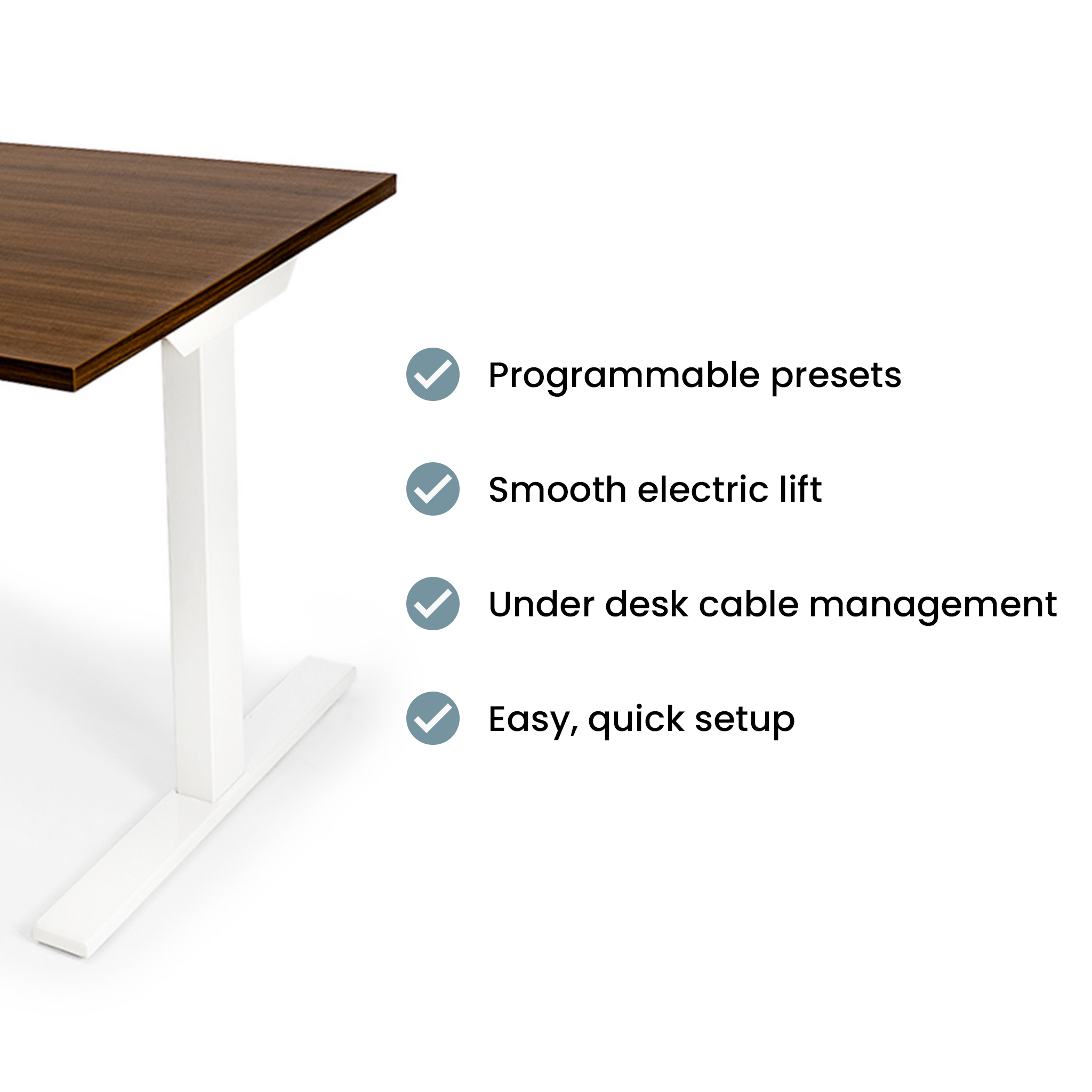 Height Adjustable Desk - Walnut / White
