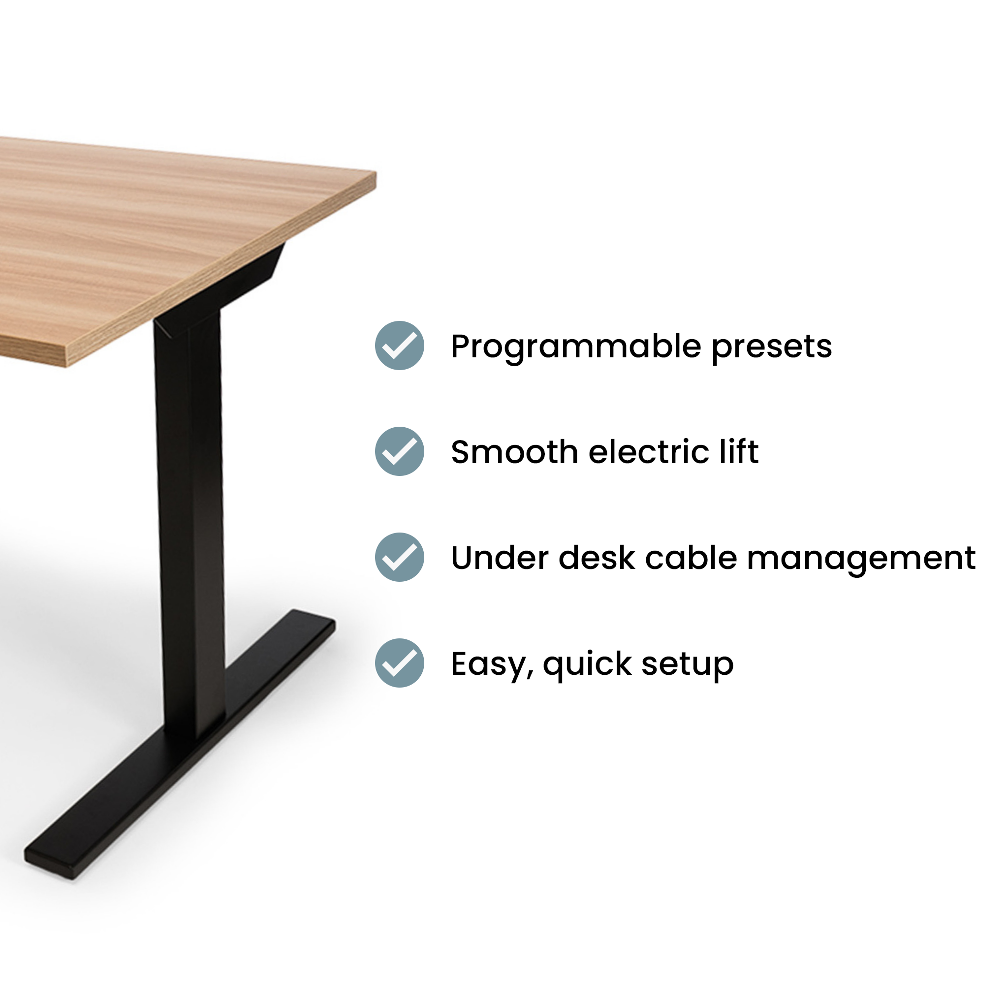Height Adjustable Desk - White Oak / Charcoal