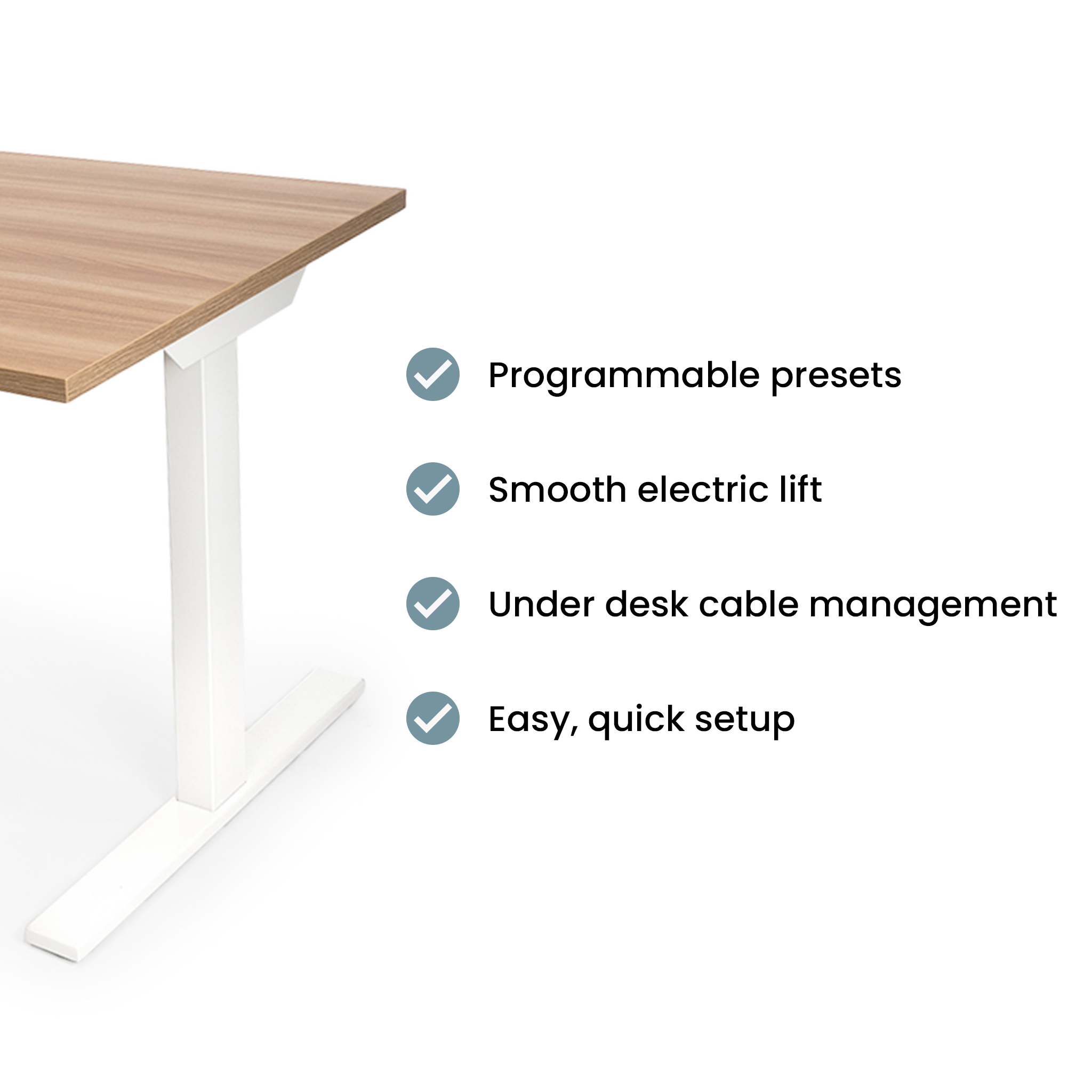 Height Adjustable Desk - White Oak / White