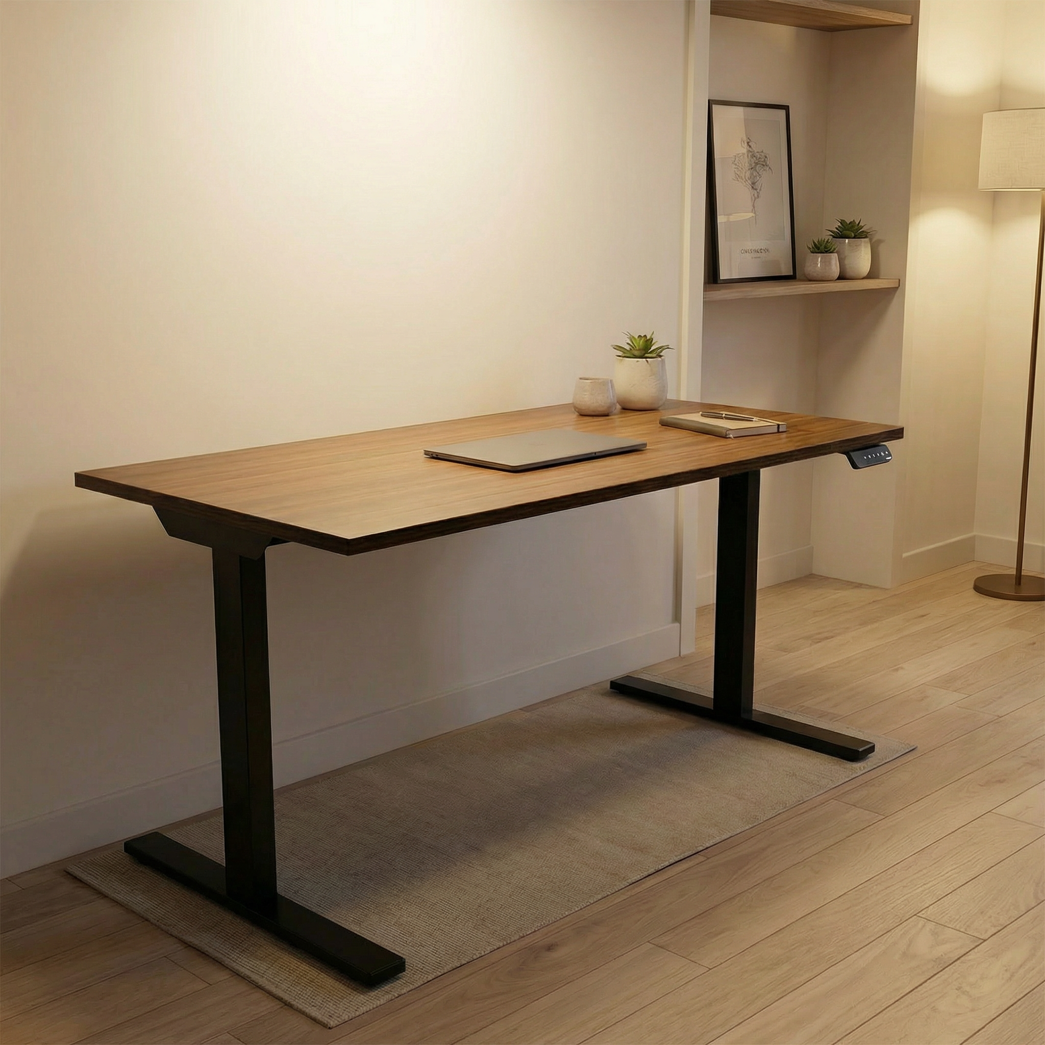 Height Adjustable Desk - Walnut / Charcoal