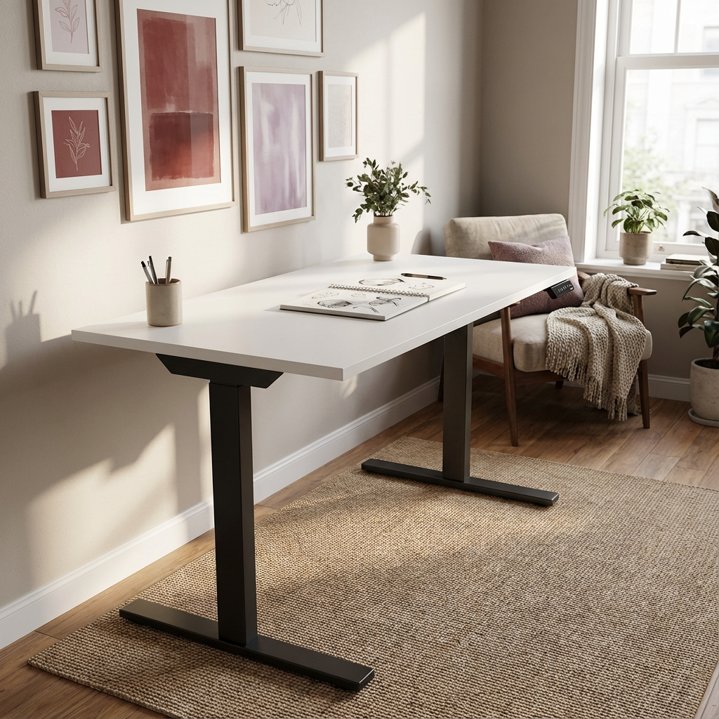 Height Adjustable Desk - White / Charcoal