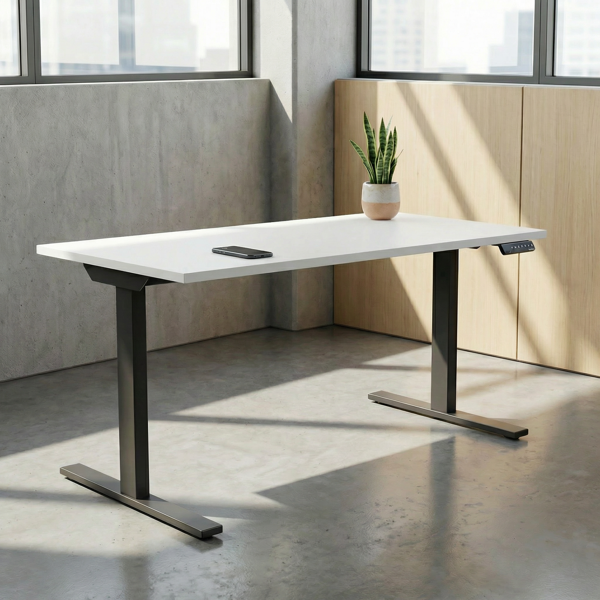 Height Adjustable Desk - White / Charcoal