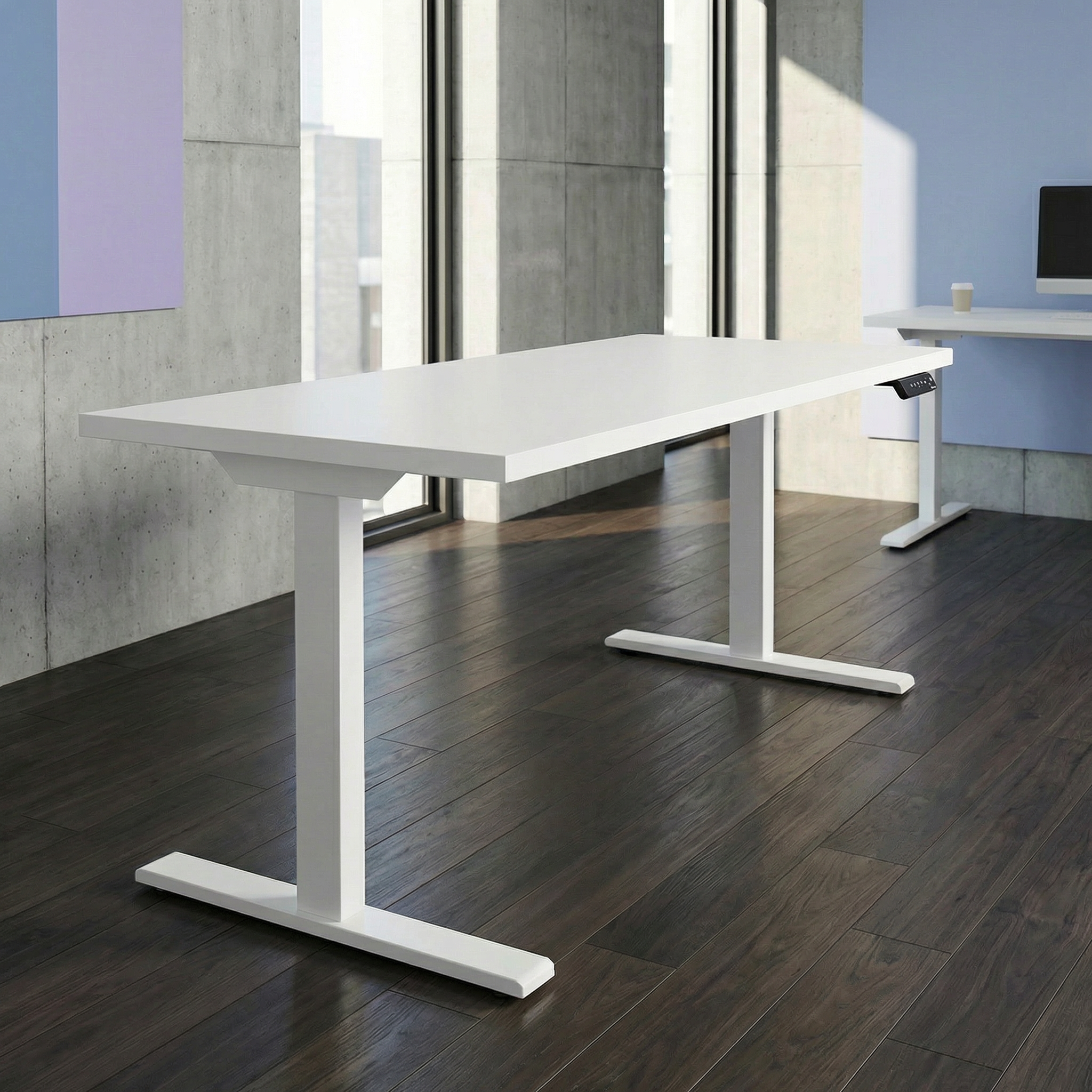 Height Adjustable Desk - White / White