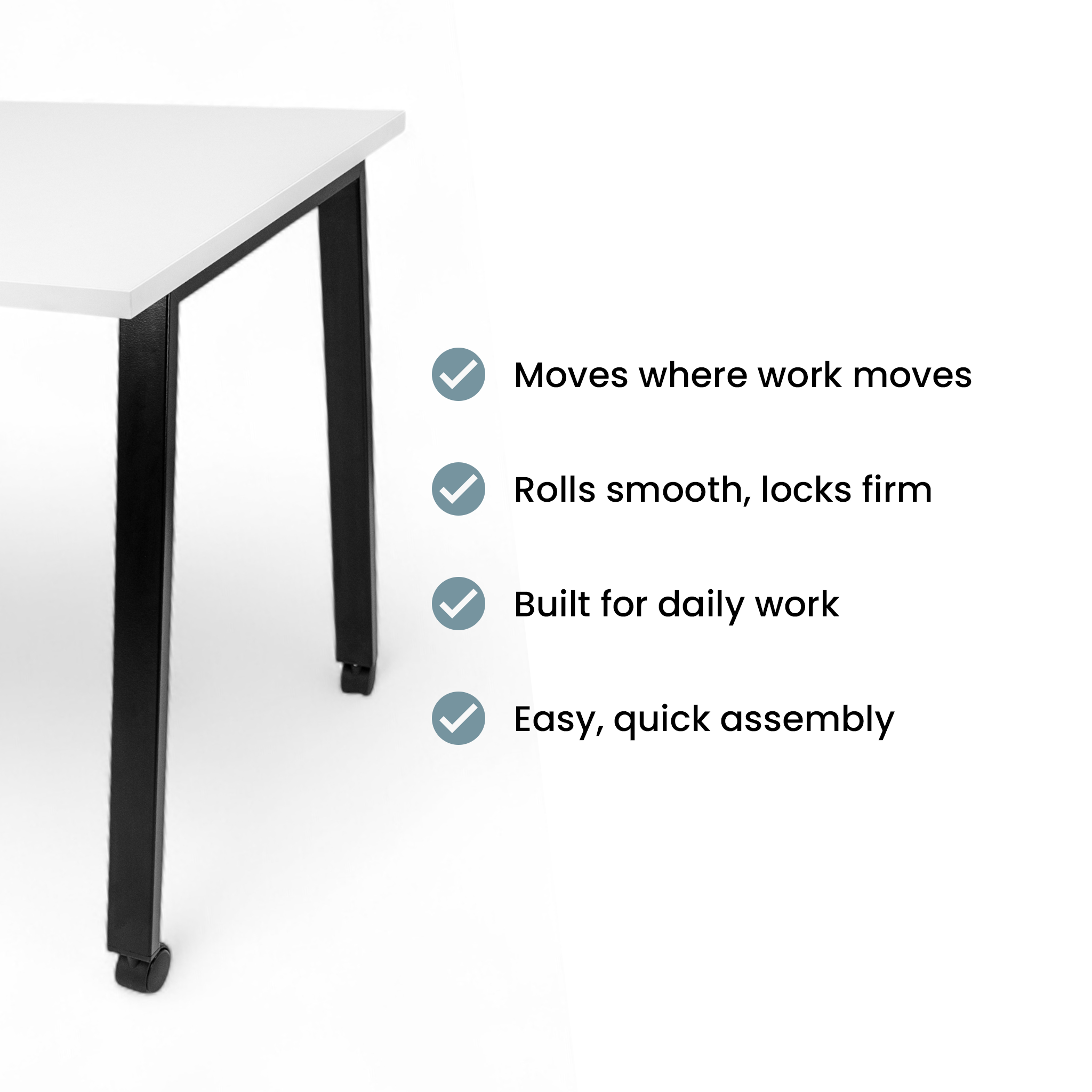 Simple Mobile Desk - White / Charcoal