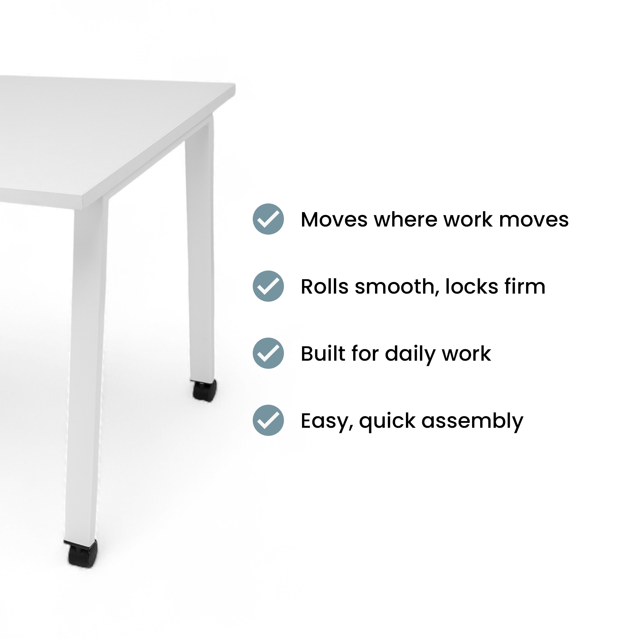 Simple Mobile Desk - White / White