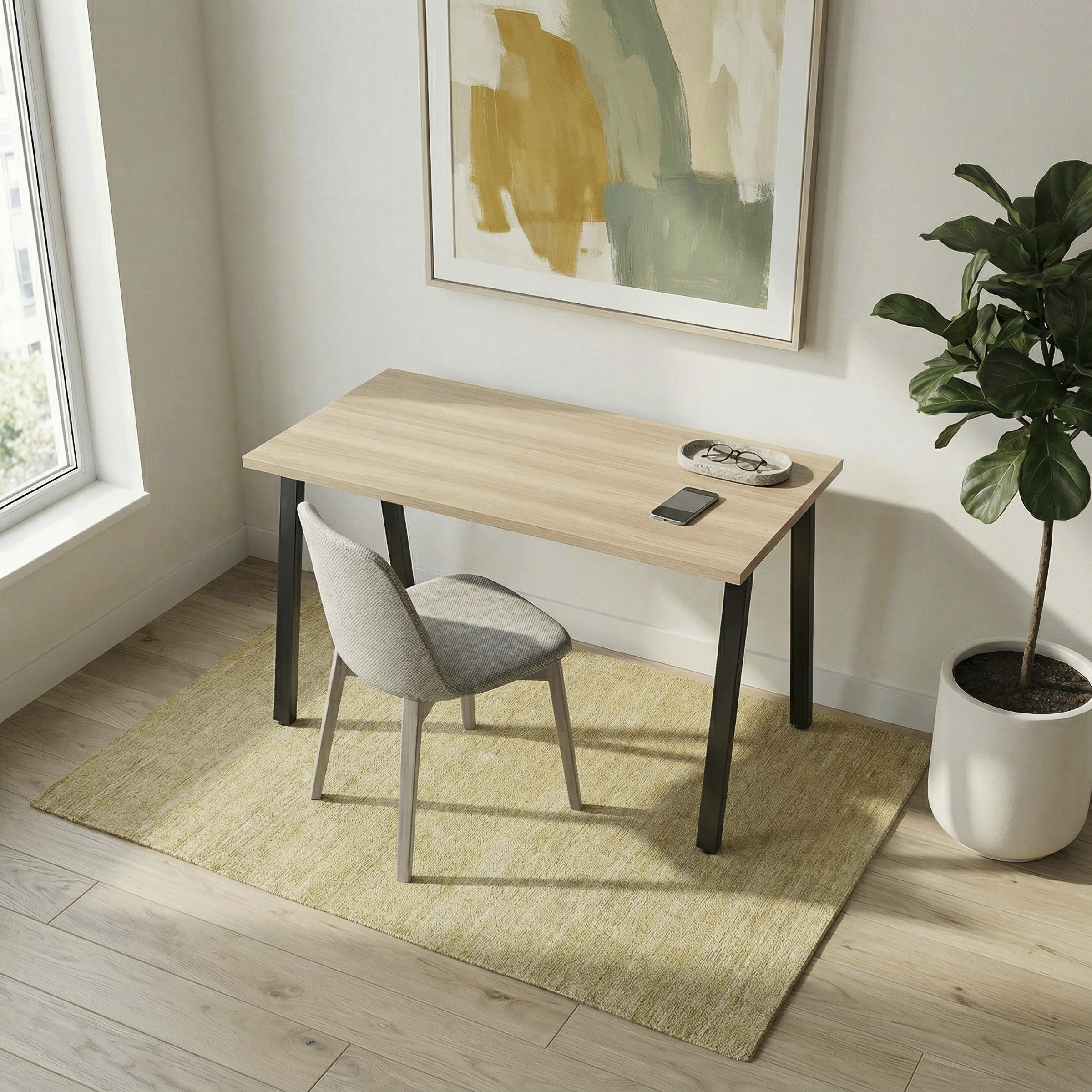 Simple Desk - White Oak / Charcoal