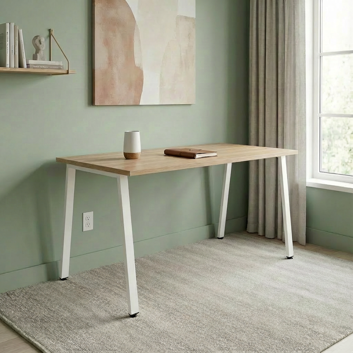 Simple Desk - White Oak / White