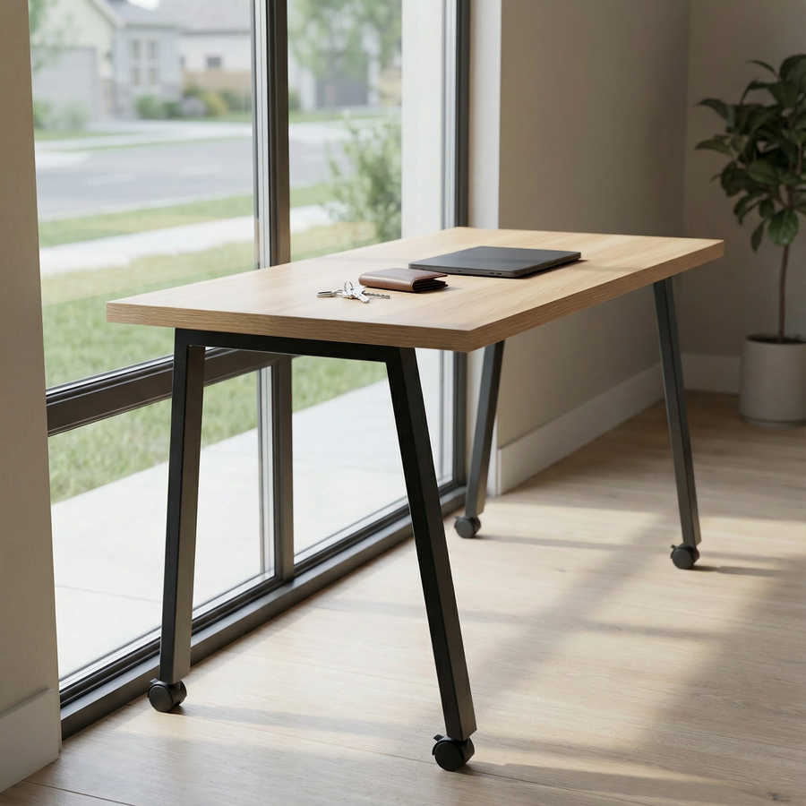 Simple Mobile Desk - White Oak / Charcoal