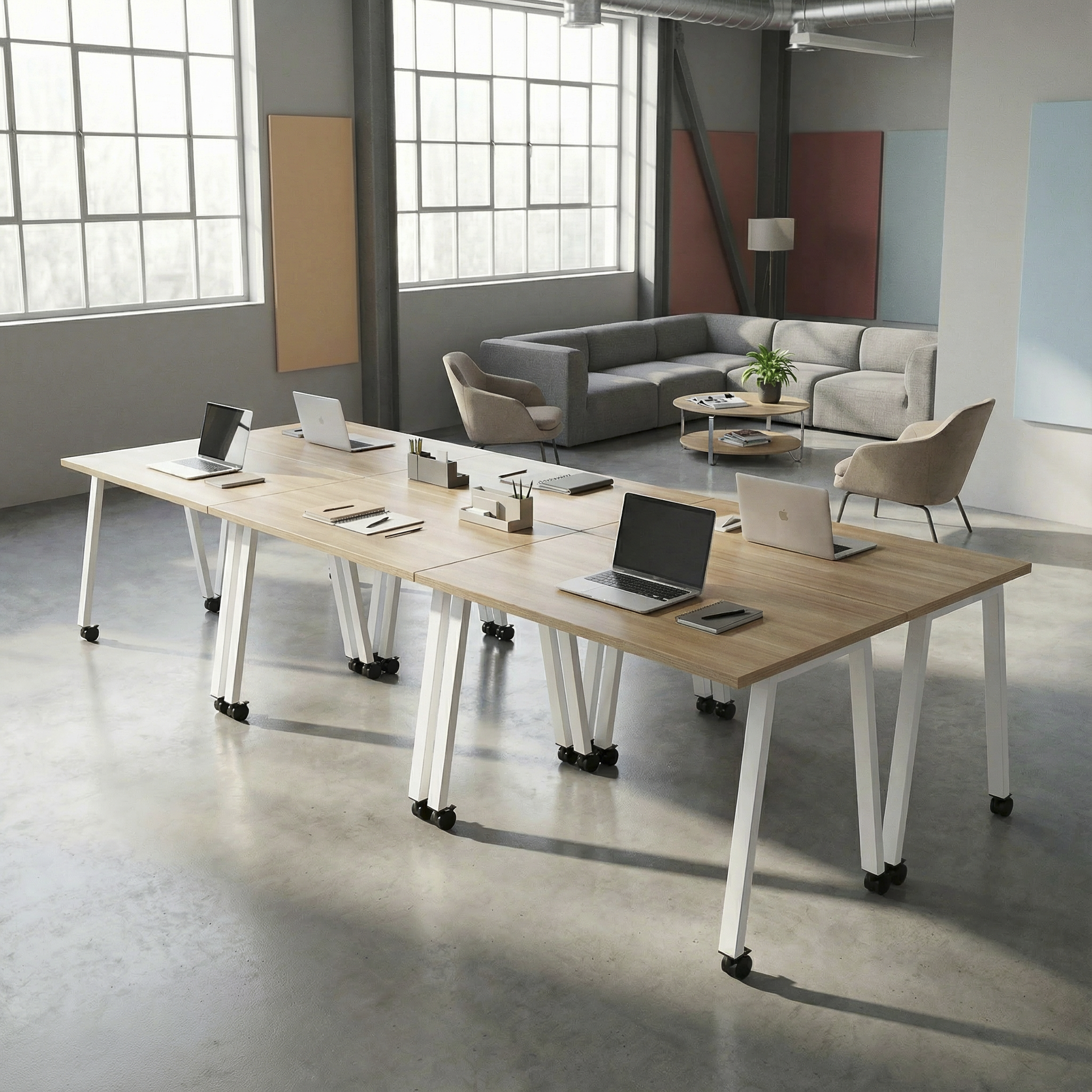 Simple Mobile Desk - White Oak / White