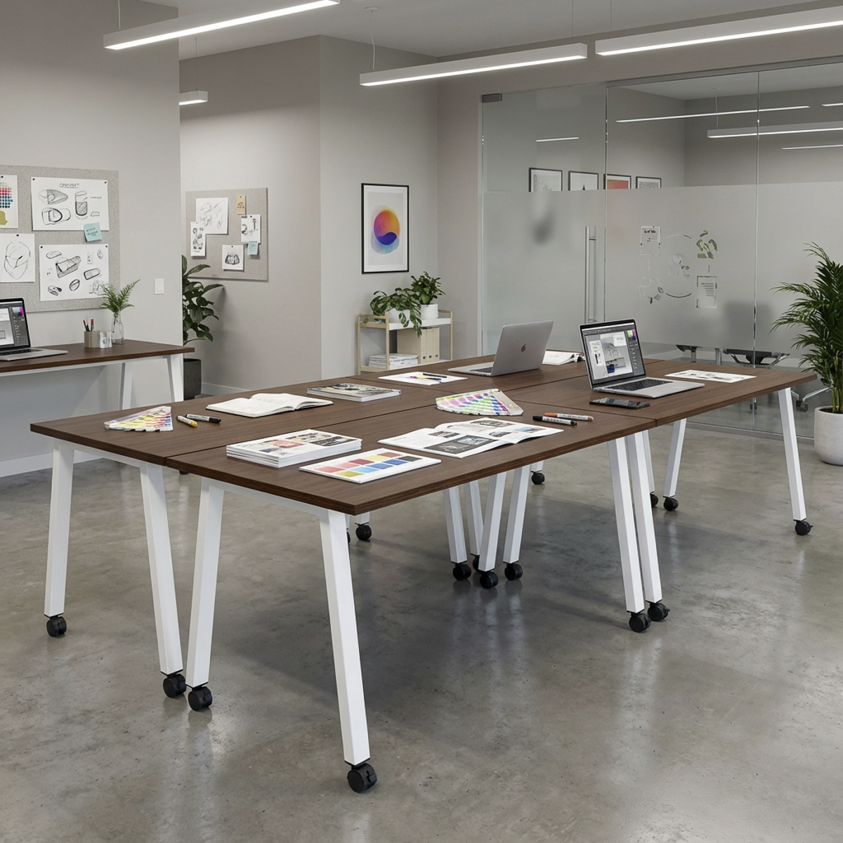 Simple Mobile Desk - Walnut / White