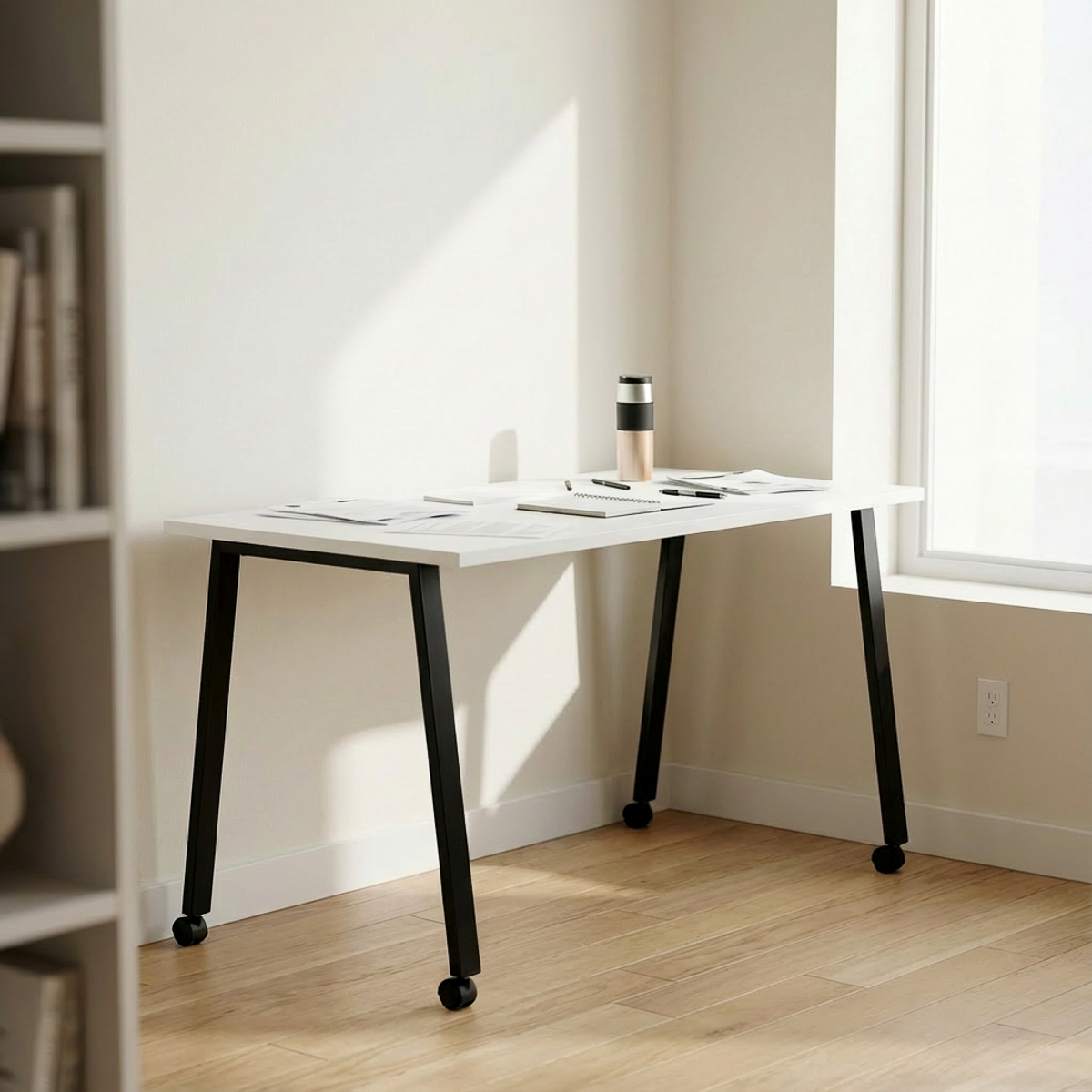 Simple Mobile Desk - White / Charcoal