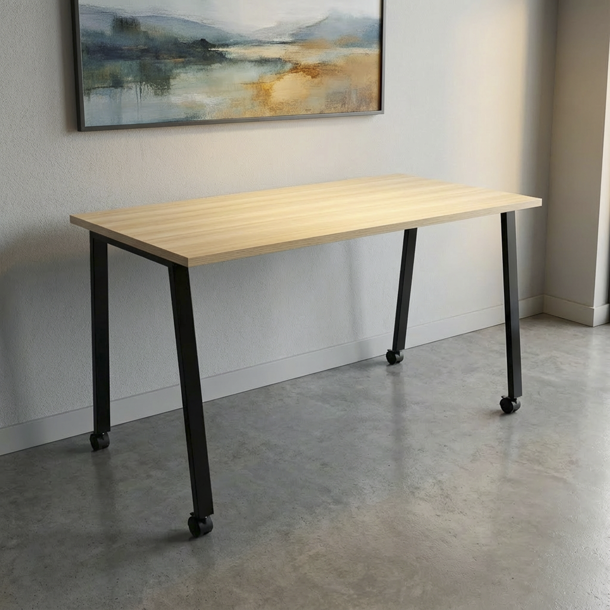 Simple Mobile Desk - White Oak / Charcoal