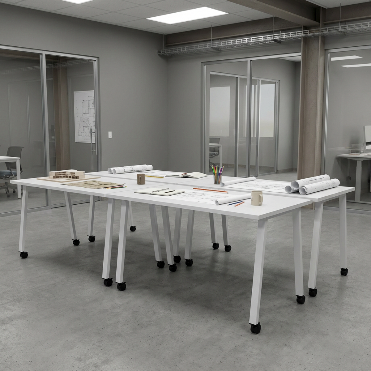 Simple Mobile Desk - White / White