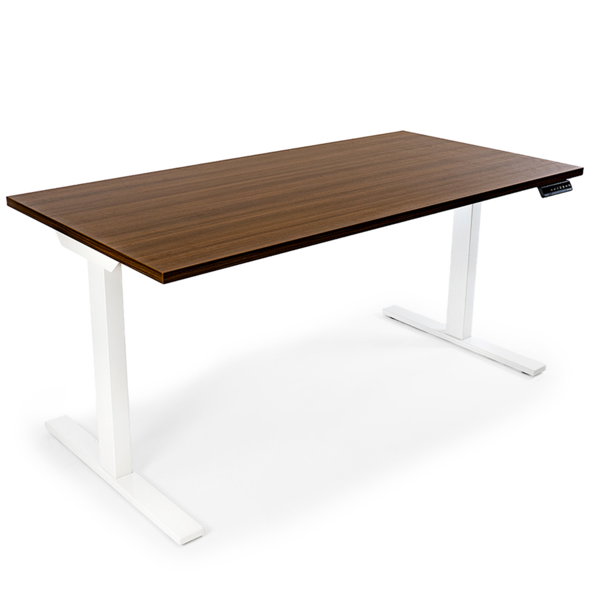 Height Adjustable Desk - Walnut / White