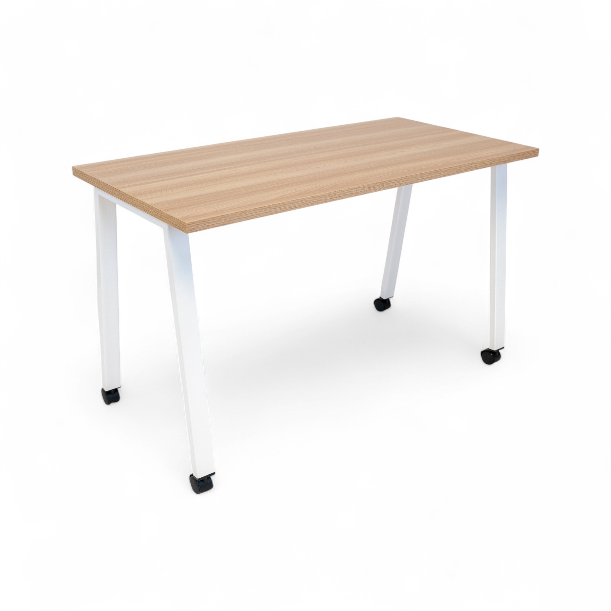 Simple Mobile Desk - White Oak / White
