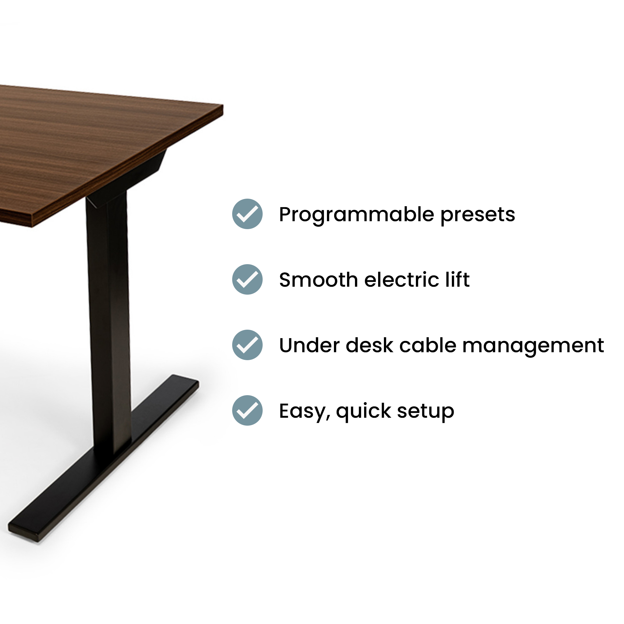 Height Adjustable Desk - Walnut / Charcoal
