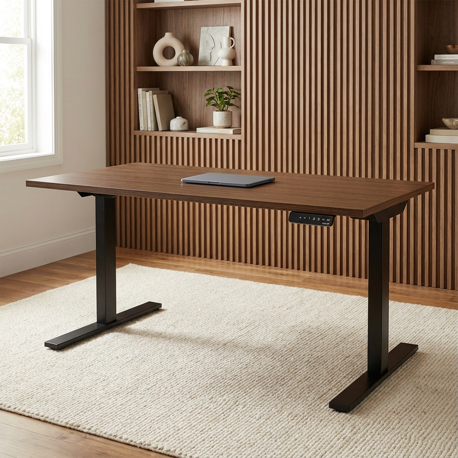 Height Adjustable Desk - Walnut / Charcoal