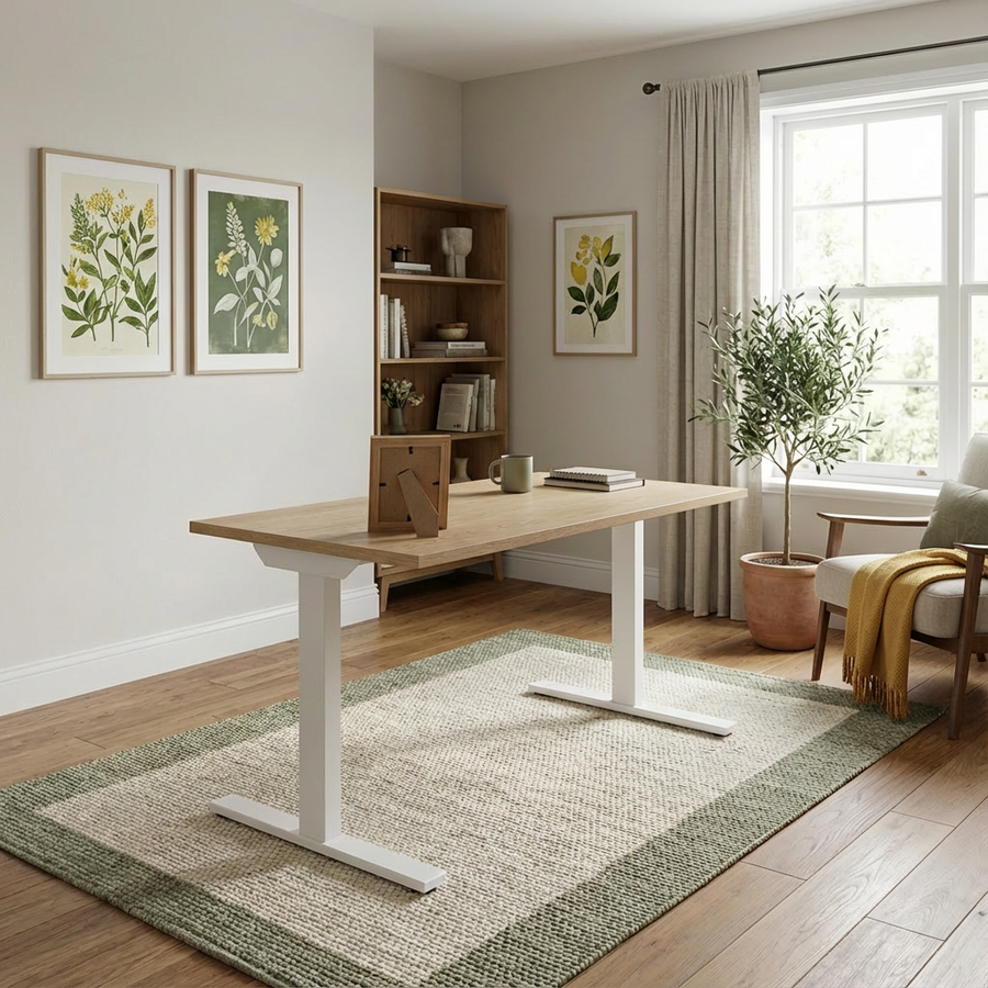 Height Adjustable Desk - White Oak / White