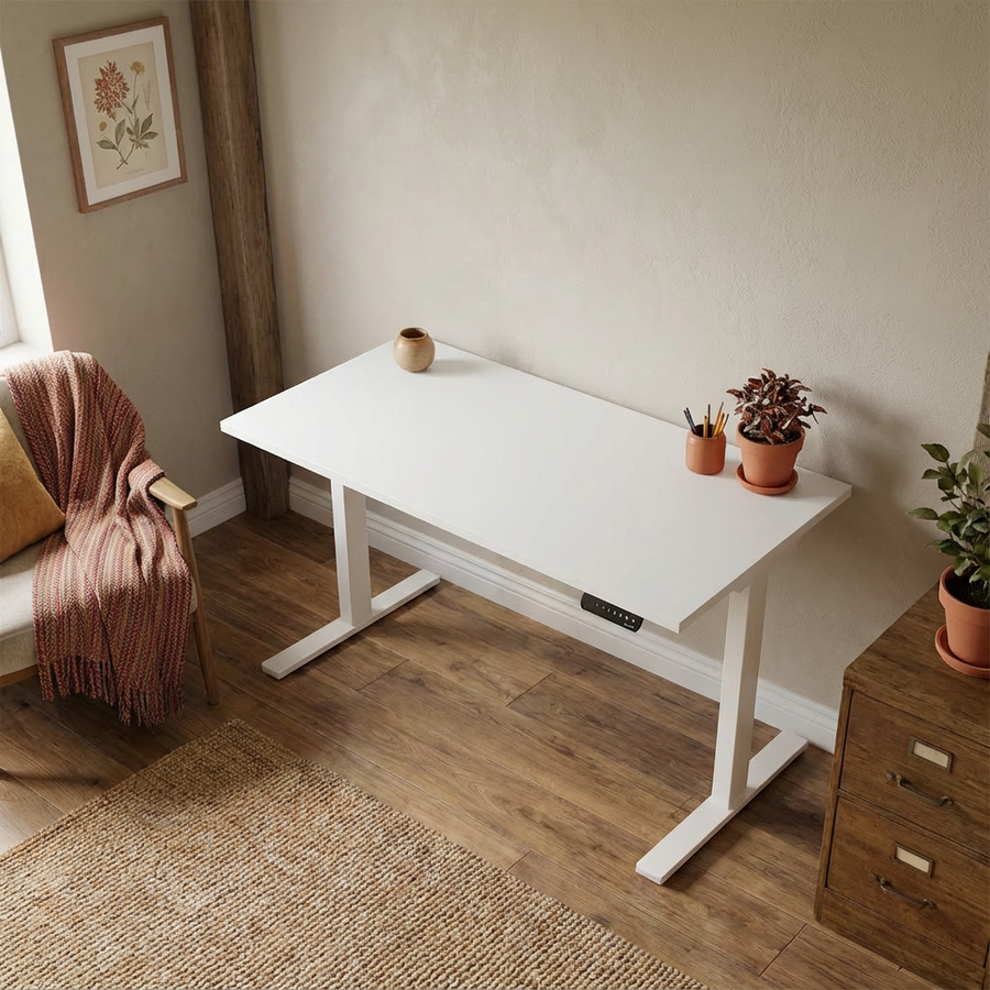 Height Adjustable Desk - White / White
