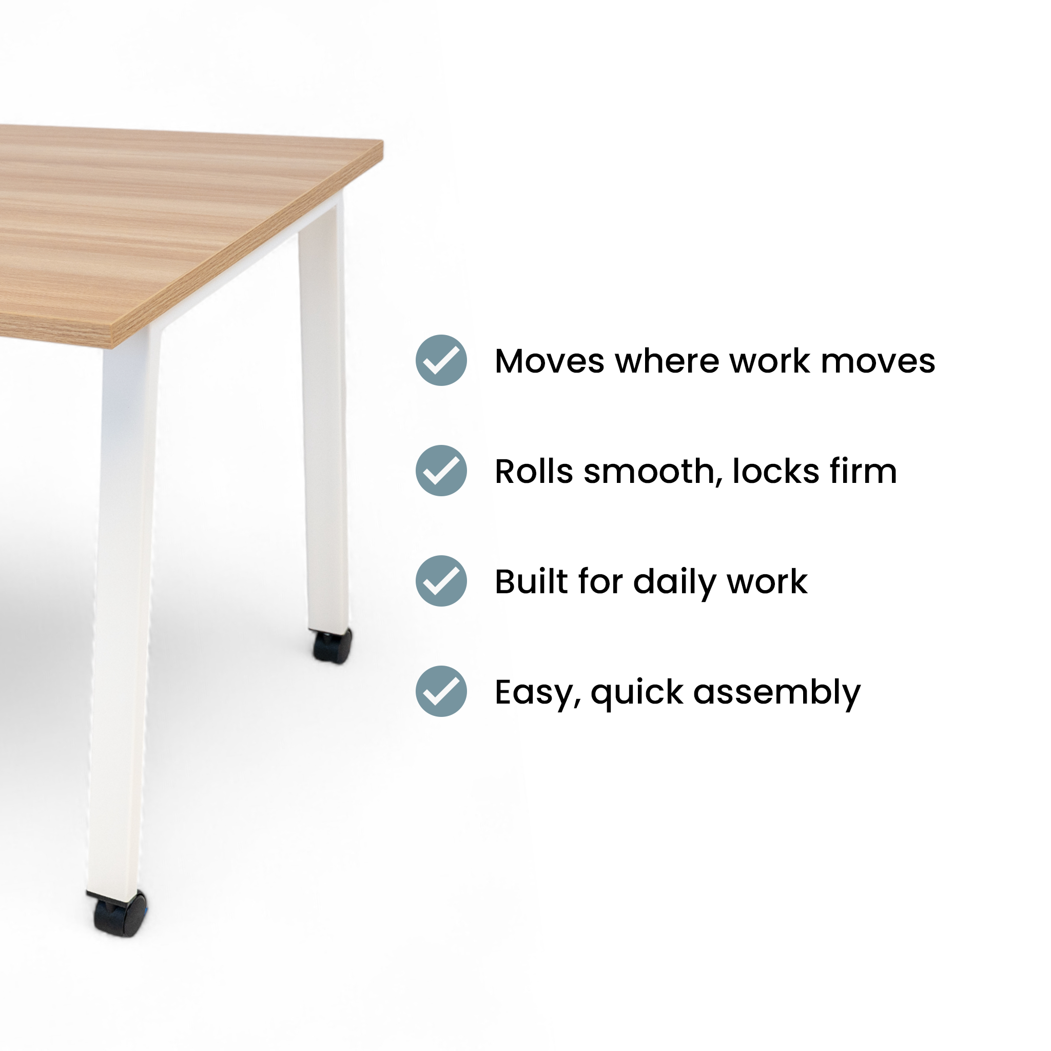 Simple Mobile Desk - White Oak / White