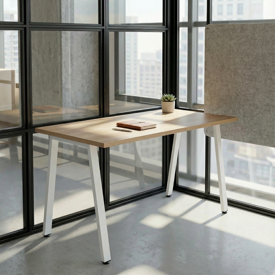 Simple Desk - White Oak / White