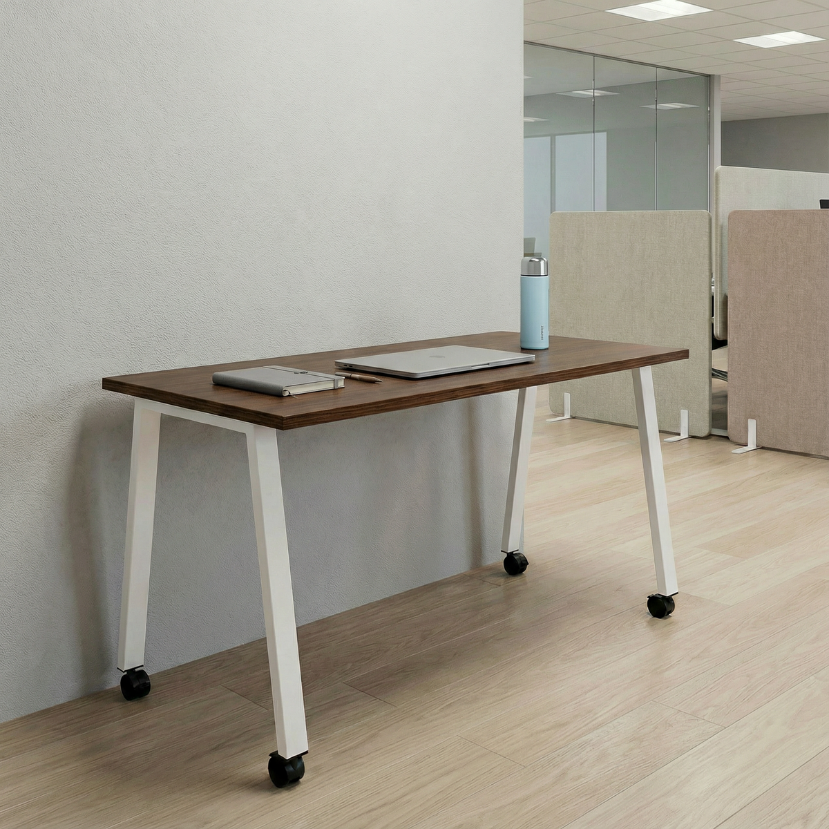 Simple Mobile Desk - Walnut / White