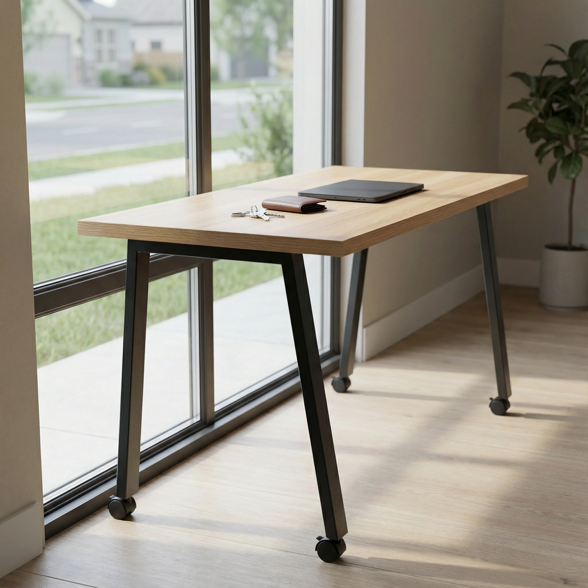 Simple Mobile Desk - White Oak / Charcoal