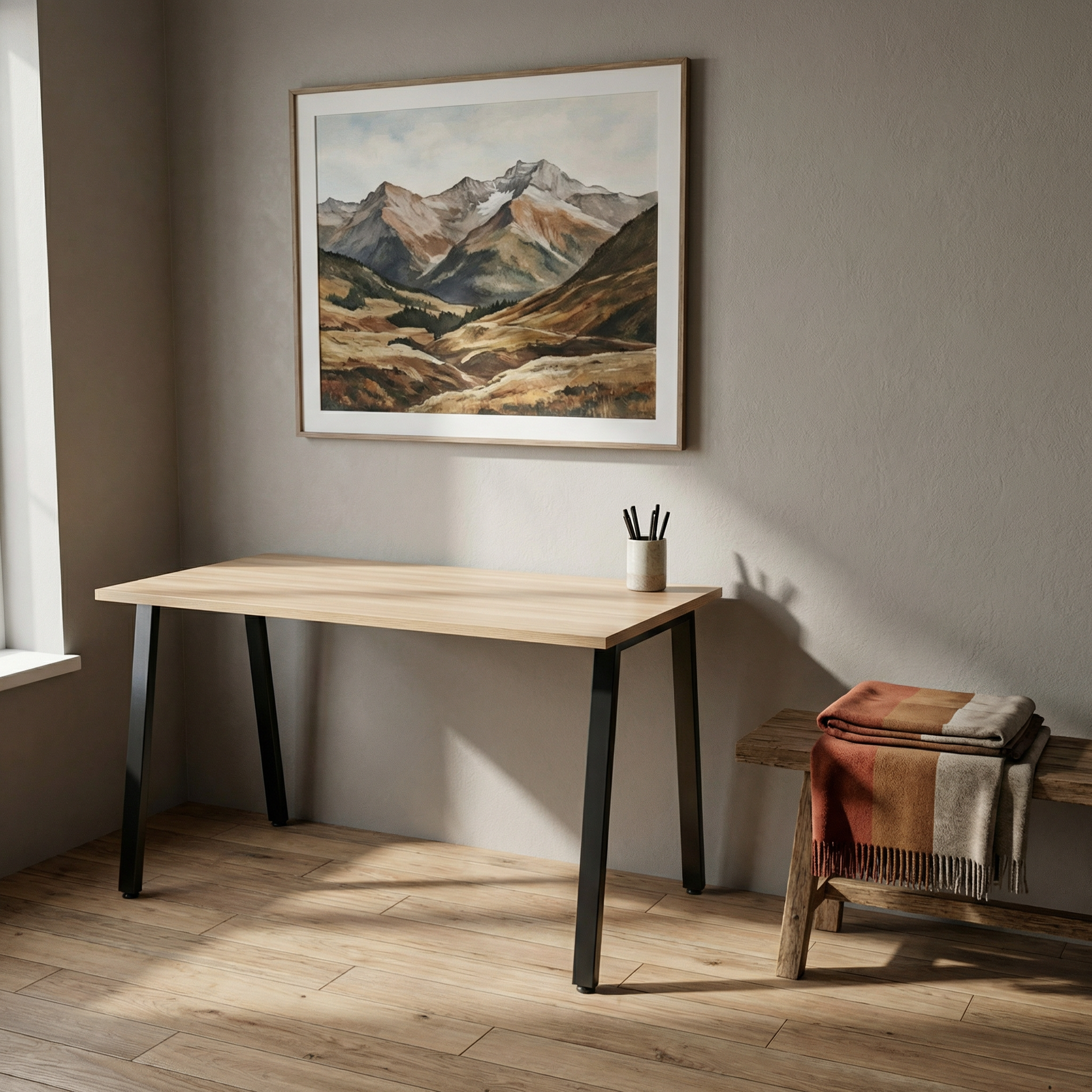 Simple Desk - White Oak / Charcoal